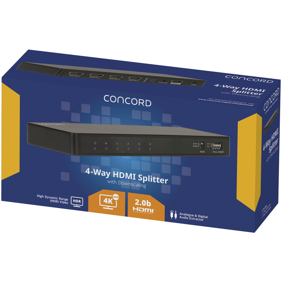 Concord 4-Way 4K HDMI Splitter with Downscaling