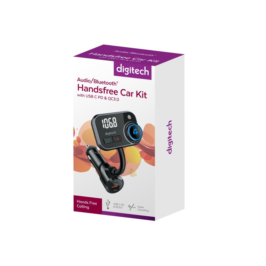 FM Transmitter with Bluetooth®, USB C PD 20W and Qualcomm Quick Charge 3.0 USB