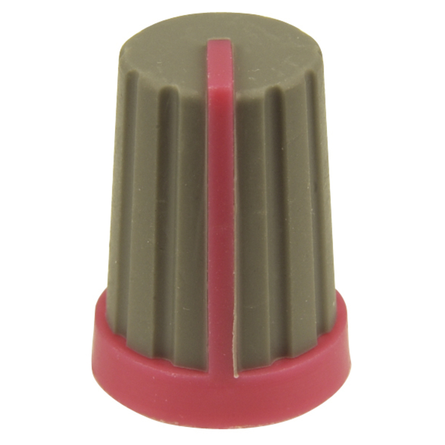 Knob Plastic Push On 18T Spline GreyRed