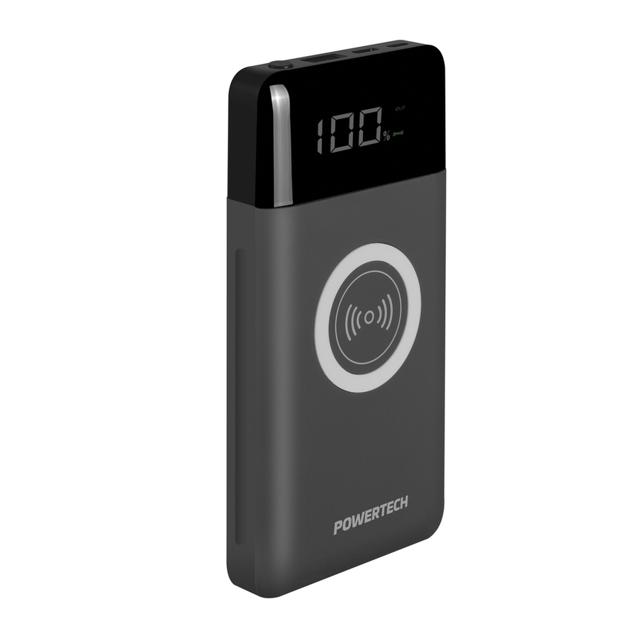 10,000mAh Power Bank with 2 x USB and Wireless Charger - Black