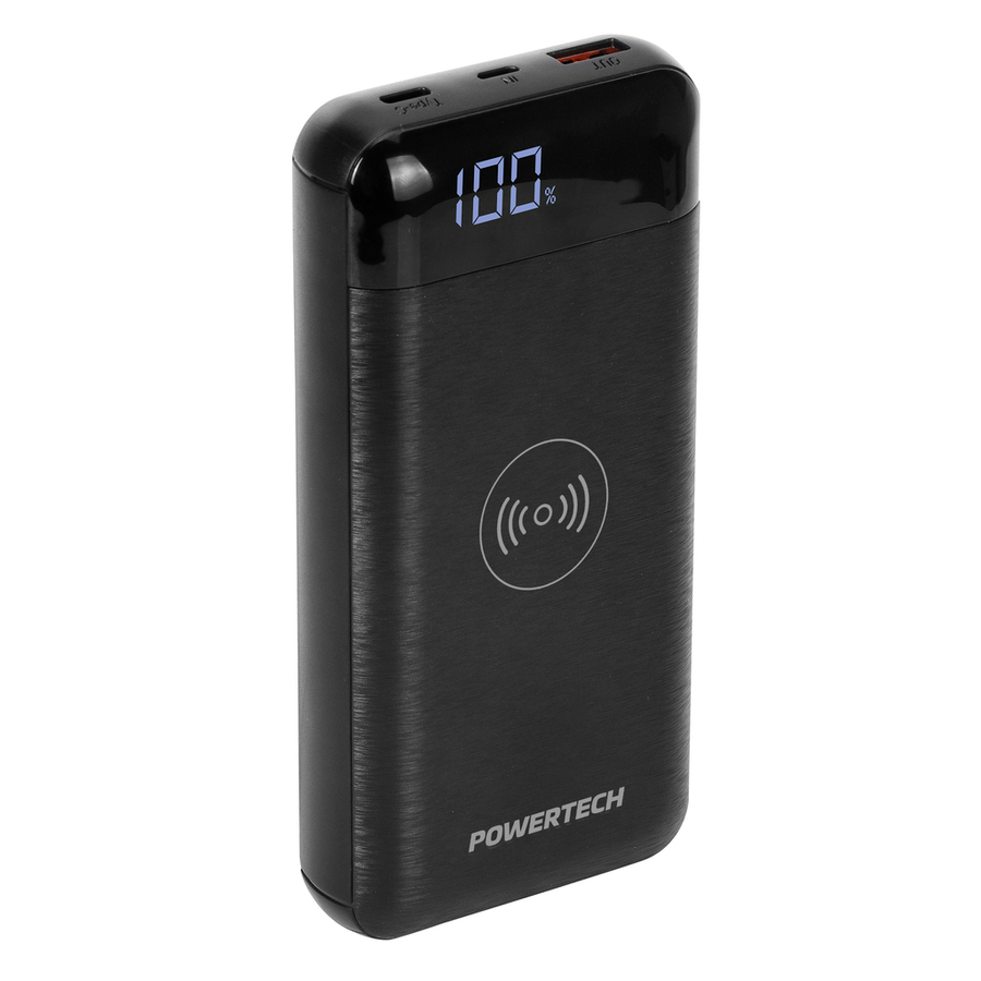 20,000mAh Power Bank with 2 x USB and Wireless Charger - Black