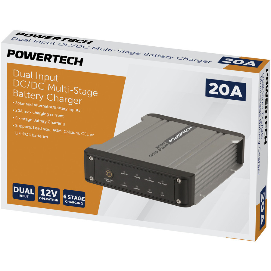 Dual Input 20A DCDC Multi-Stage Battery Charger to suit Lead and Lithium Style Batteries