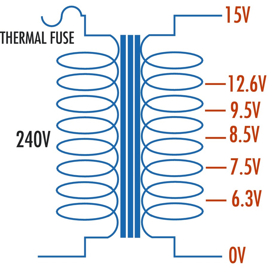 6.3-15V, 15VA, 1A Multi-Tapped - Type 2155