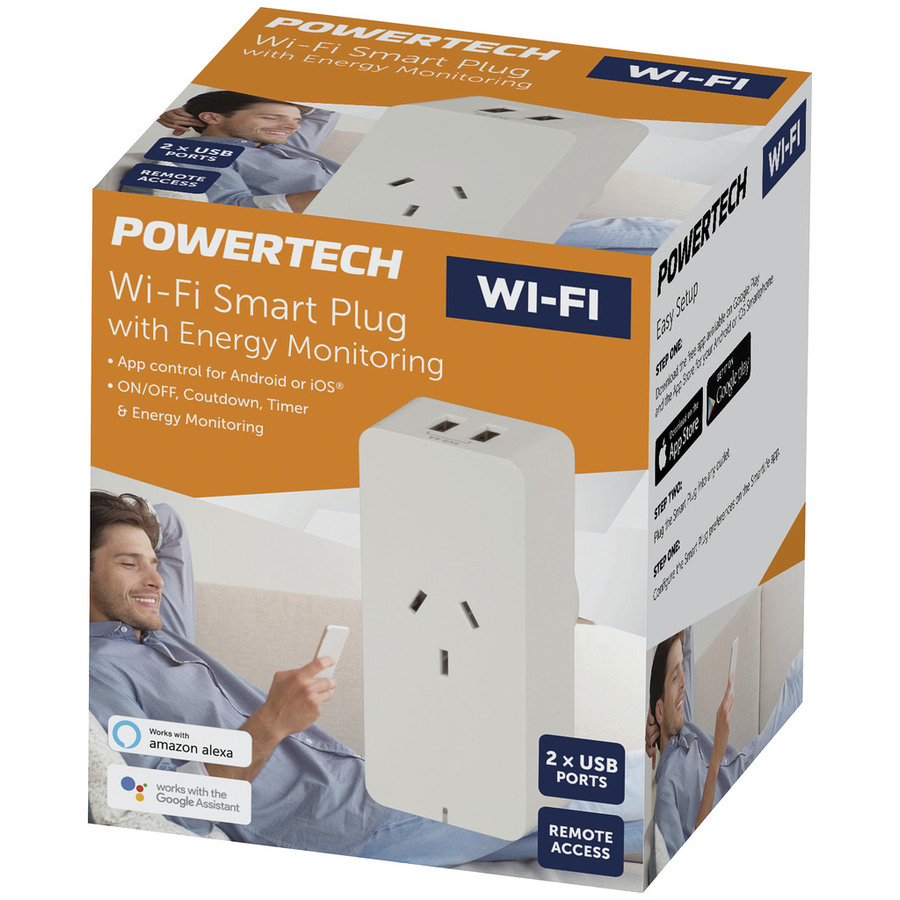 Smart Plug WiFi Controlled Main Switch and Energy Monitor with 2 x USB Sockets