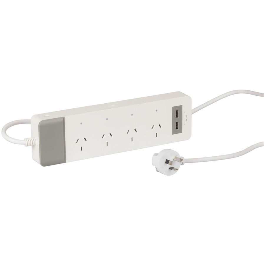 4 Way Smart WiFi Mains Powerboard with 2 USB Ports