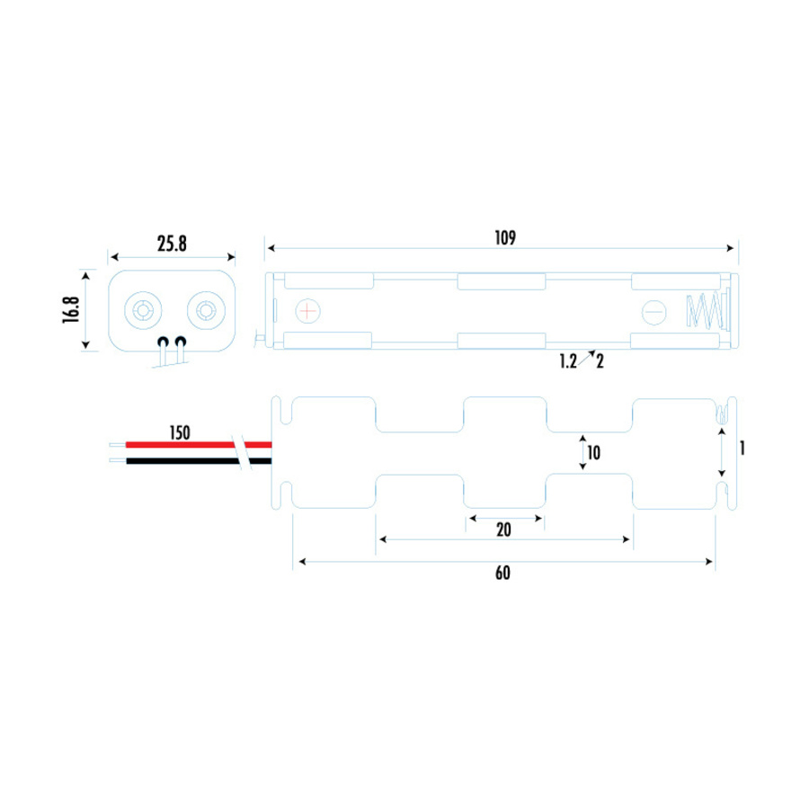 4 X AA SIDE BY SIDE & END to END Battery Holder