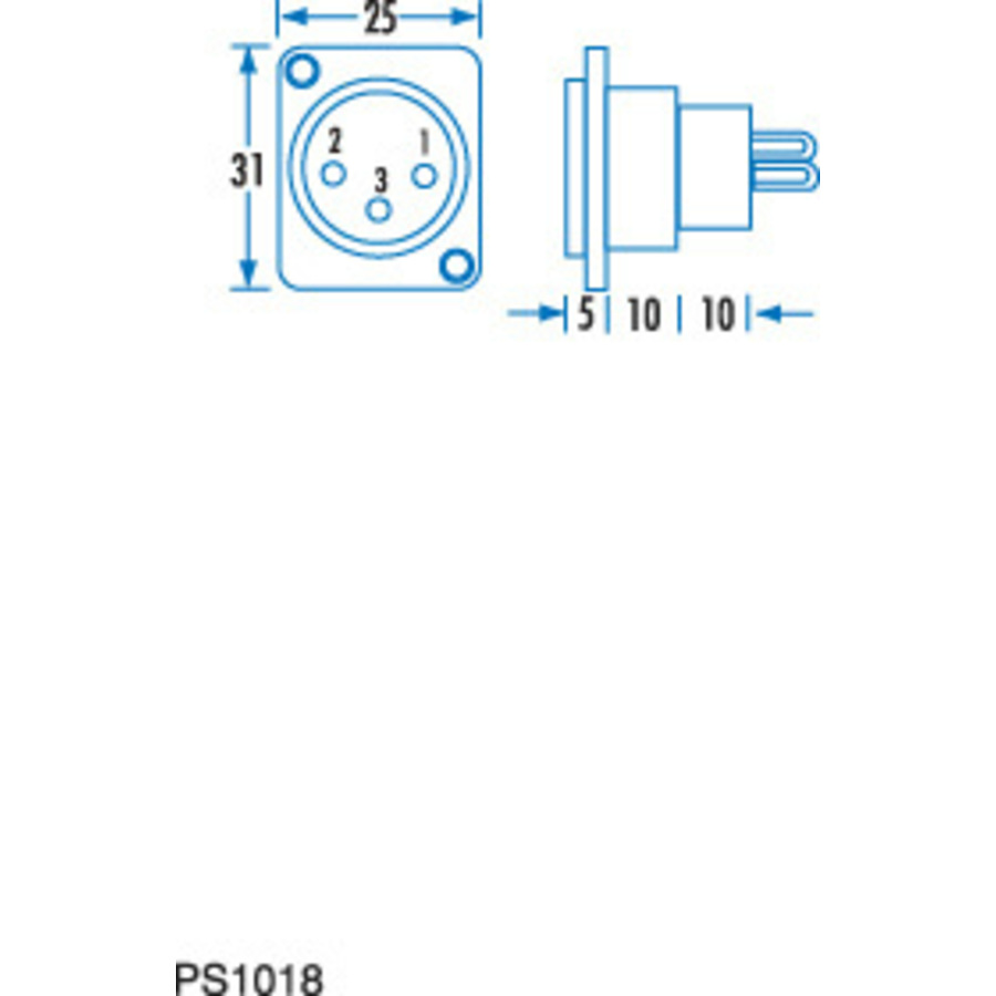 3 Pin Plastic Chassis Female Cannon Type Connector 