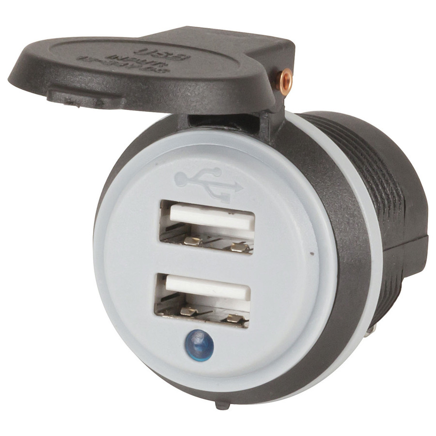 4.2A 2 Port USB Charger with Dust Cap & Power Indicator