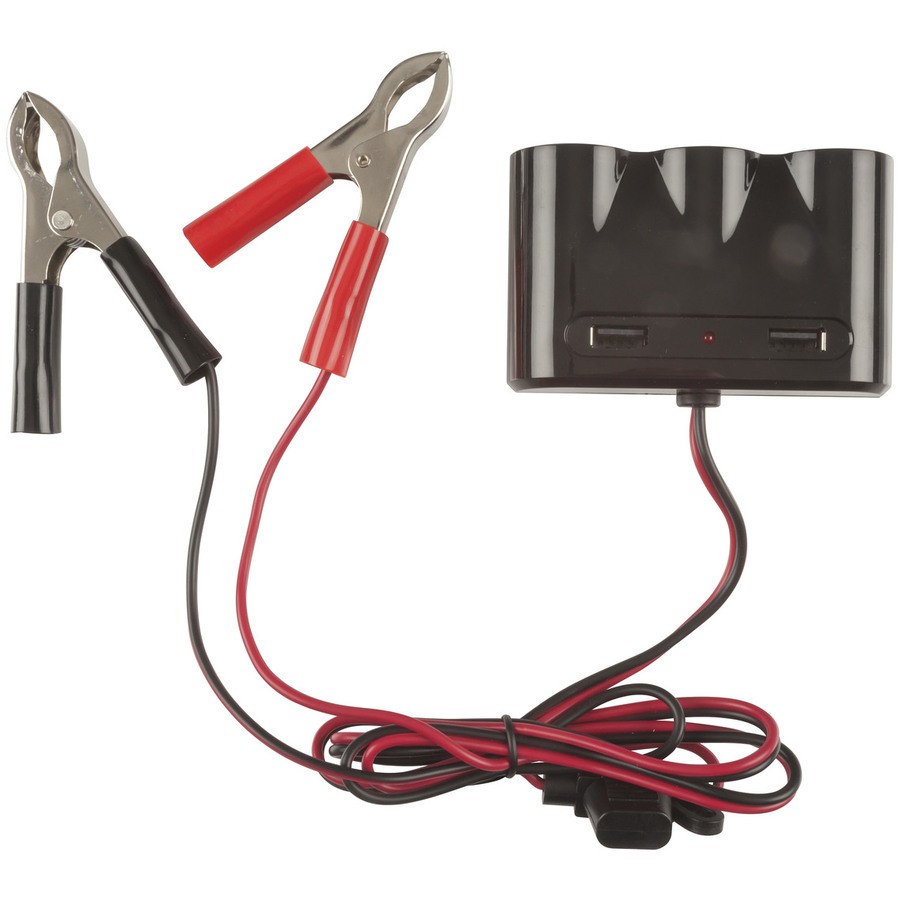 3 Way Lighter Socket with Battery Clips and USB Charge Ports