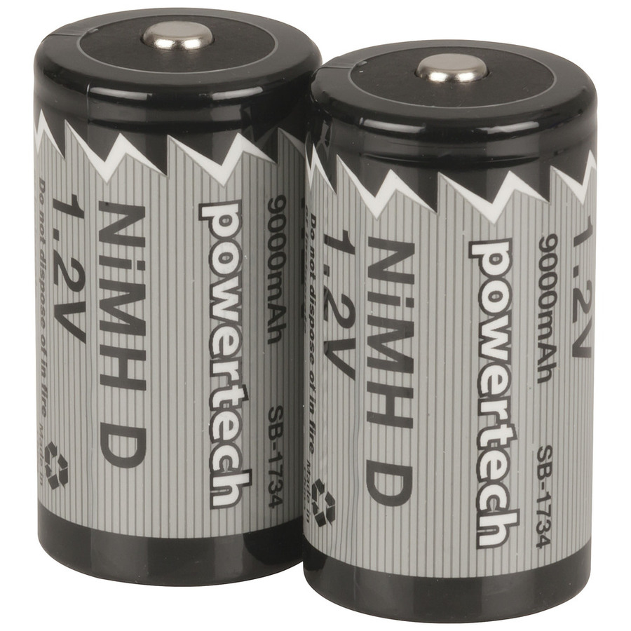 9,000mA Ni-MH D Batteries - Pack of 2