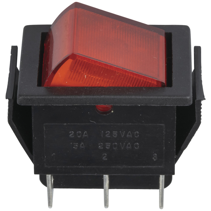 DPDT Illuminated Rocker - Large Red