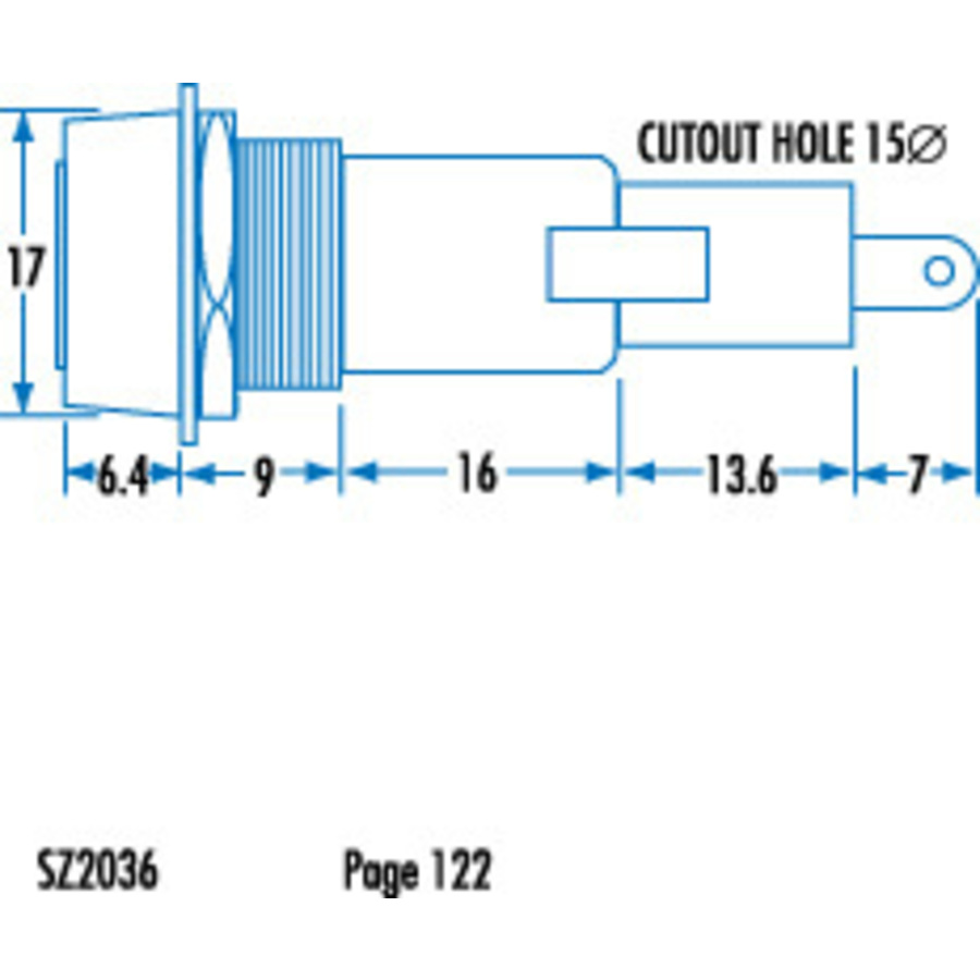 Square 10A 240V 3AG Panel Mount Fuse Holder