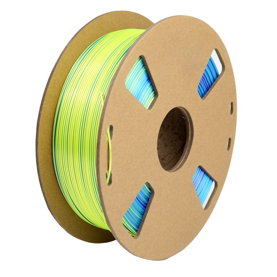 Tri-chroma Silk Blue, Purple, & Yellow PLA Filament - 1.75mm 1kg