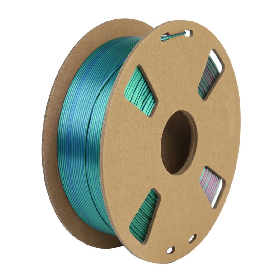 Tri-chroma Silk Dark Blue, Fuchsia, & Dark Green PLA Filament - 1.75mm 1kg