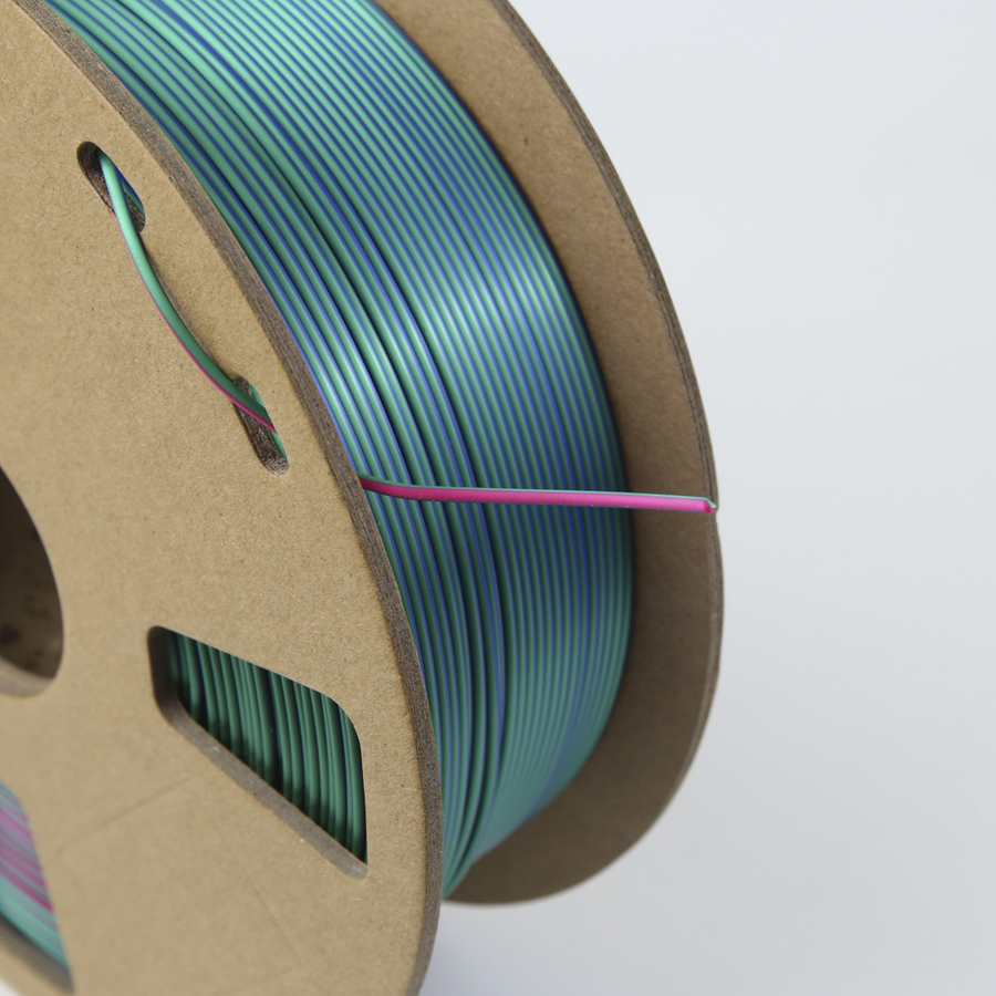 Tri-chroma Silk Dark Blue, Fuchsia, & Dark Green PLA Filament - 1.75mm 1kg