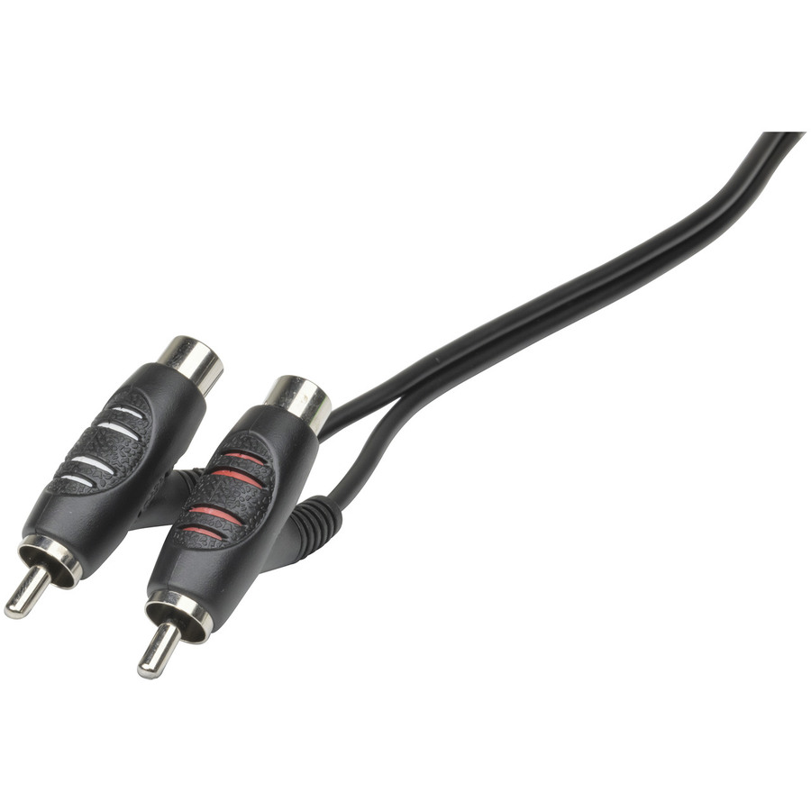 2 x RCA Plugs with Piggyback Sockets to 2 x RCA Plugs - 1.5m