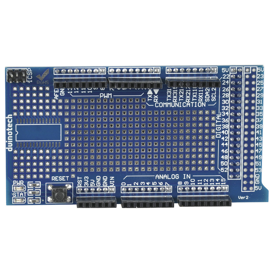 Mega Prototype Shield with Breadboard for Arduino