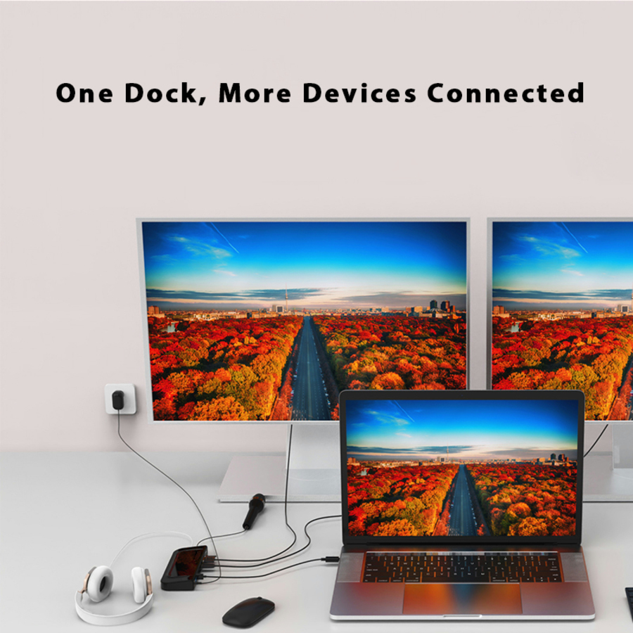 11 in 1 Multifunction Hub with HDMI, DVI, Network, Audio and Microphone and 4 USB2.0 and 2 USB3.0 Po