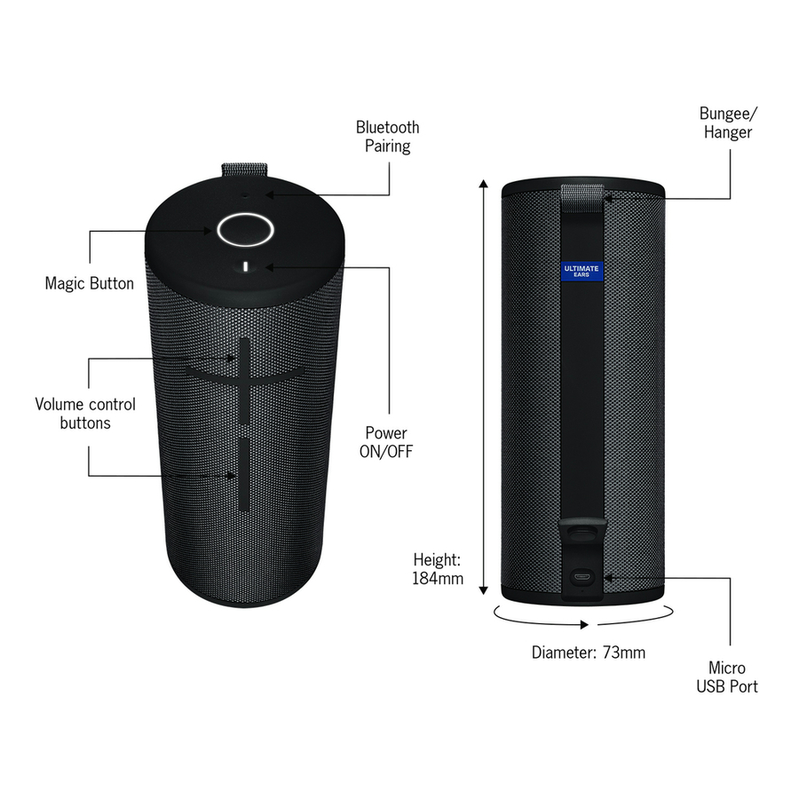 Ultimate Ears BOOM 3 Night Black Waterproof TWS Bluetooth® Speaker