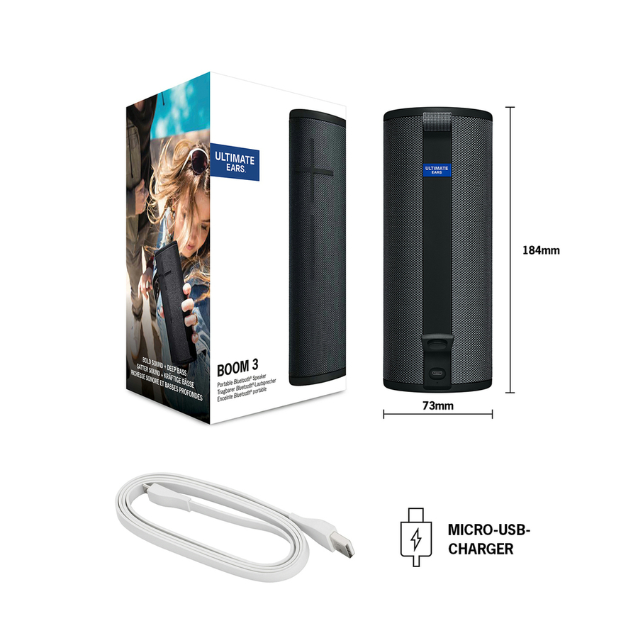 Ultimate Ears BOOM 3 Night Black Waterproof TWS Bluetooth® Speaker