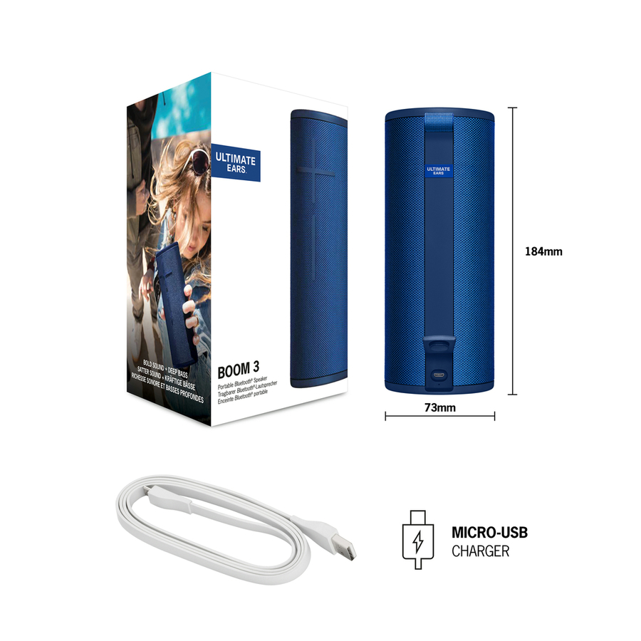 Ultimate Ears BOOM 3 Lagoon Blue Waterproof TWS Bluetooth® Speaker