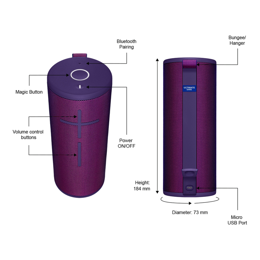 Ultimate Ears BOOM 3 Ultraviolet Purple Waterproof TWS Bluetooth® Speaker