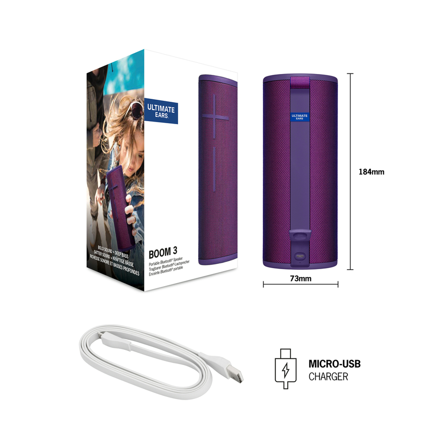 Ultimate Ears BOOM 3 Ultraviolet Purple Waterproof TWS Bluetooth® Speaker