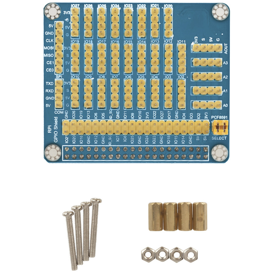 Duinotech Raspberry Pi GPIO Expansion Shield with 4 x ADDA
