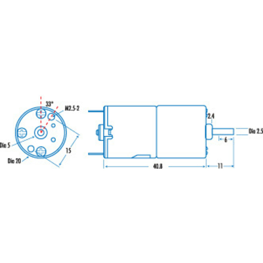 70RPM 12VDC Reversible Gearhead Motor
