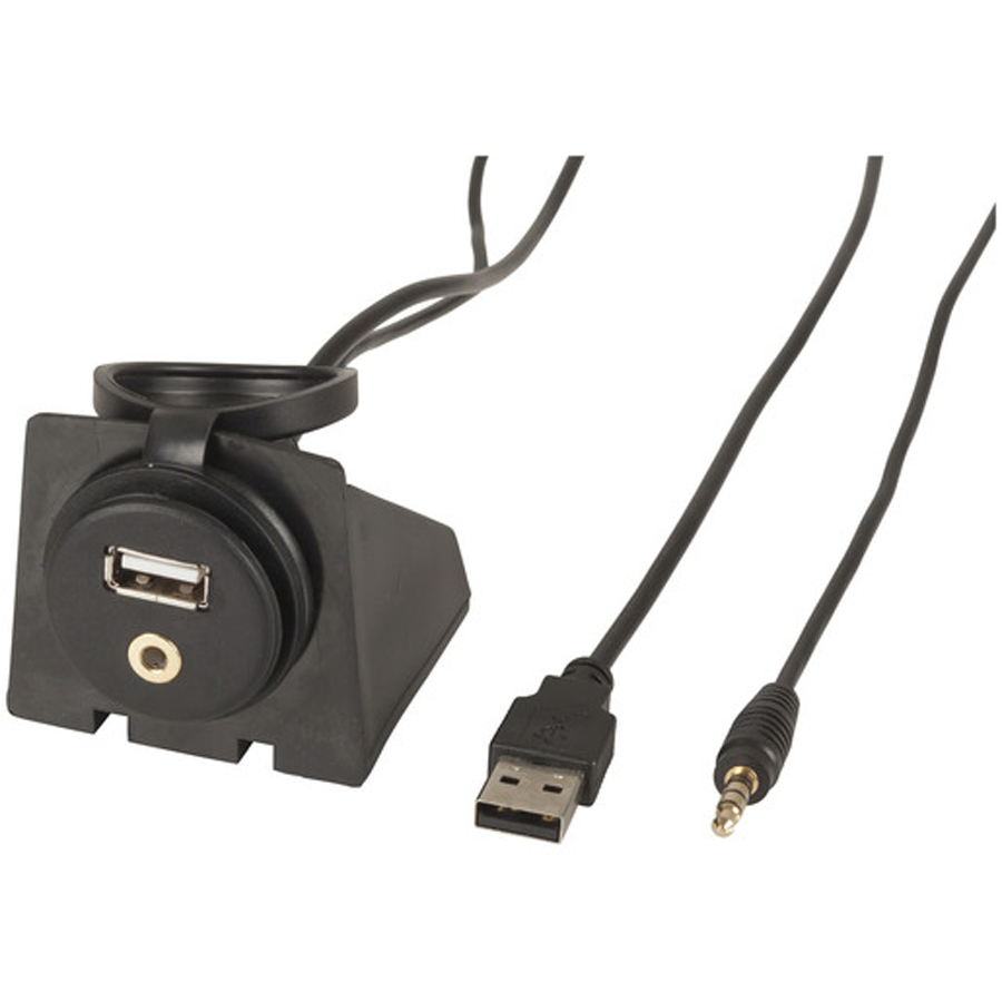 3.5mm AUX &amp; USB Extension Cable with Mount 