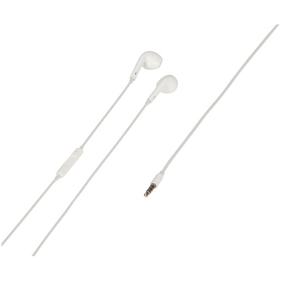 White Stereo Earphones with Micophone and Volume Control 