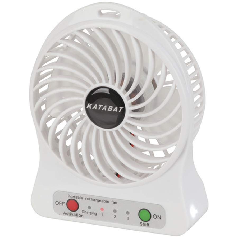 Mini USB Rechargeable Fan with LED Light - White 