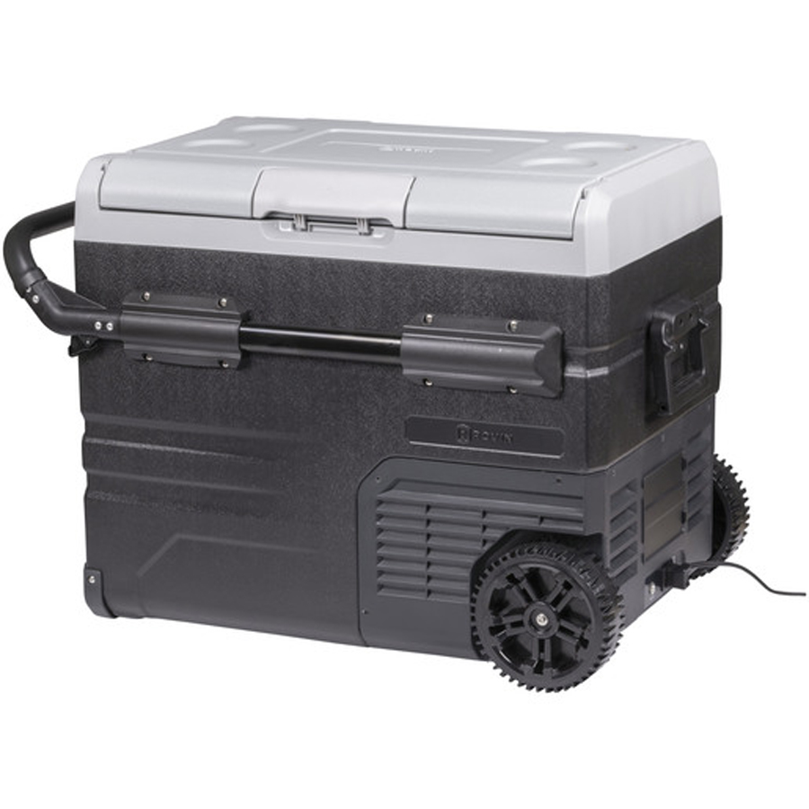 45L Rovin Portable Dual Zone Fridge Freezer with Solar Charger Board plus Handles + Wheels and Suppo