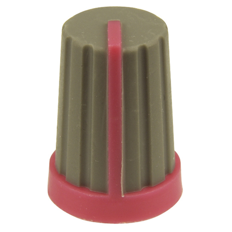Knob Plastic Push On 18T Spline GreyRed 