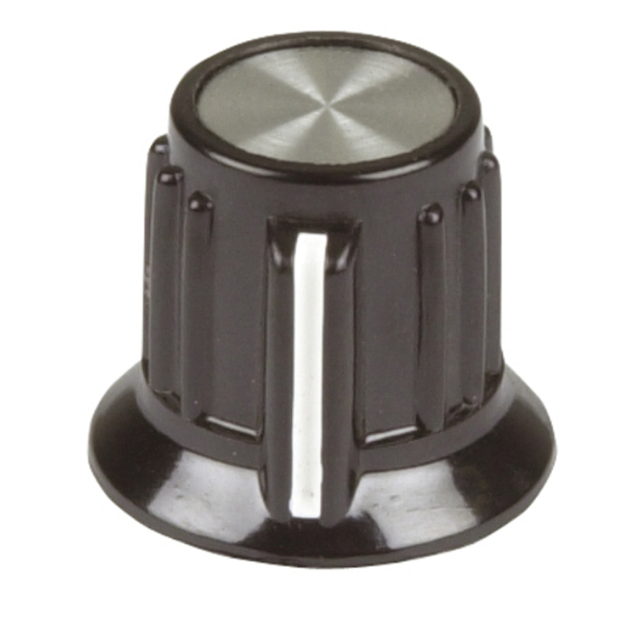 20mm Knob - Black Plastic Aluminium Insert 