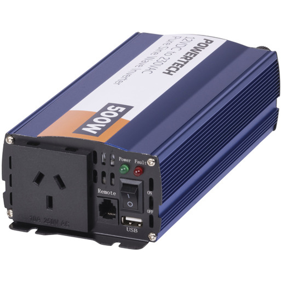 500W 12VDC to 240VAC Pure Sine Wave Inverter - Electrically Isolated 