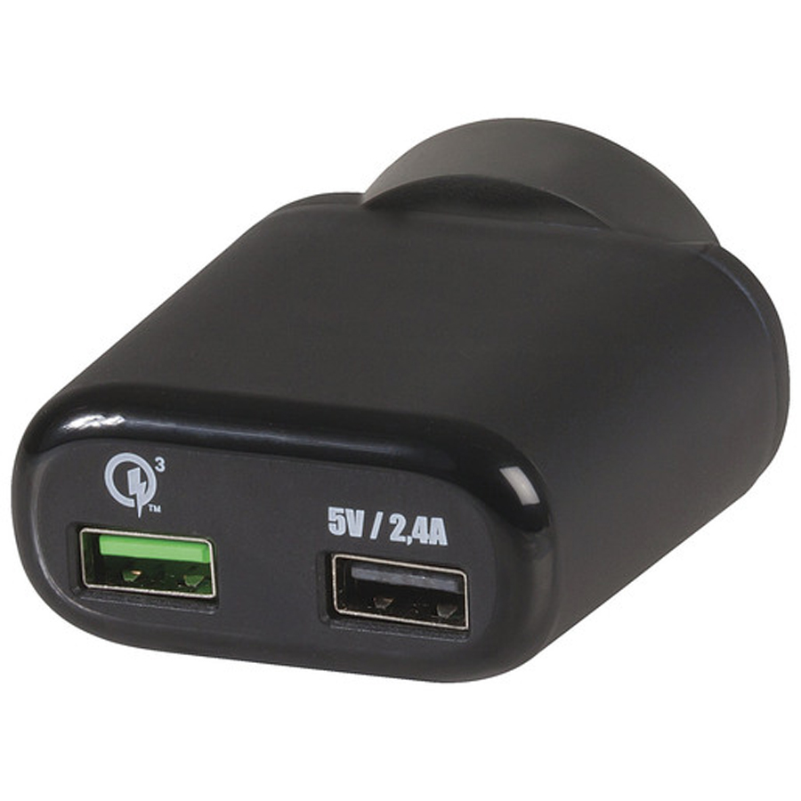 Dual USB Mains Adaptor with Single Qualcomm&reg; Quick Charge&trade; 3.0 