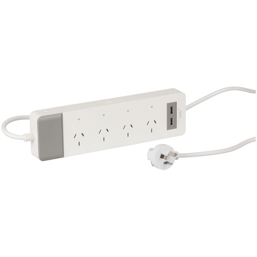 4 Way Smart WiFi Mains Powerboard with 2 USB Ports 
