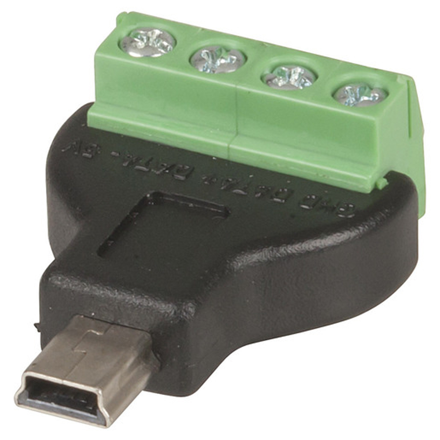USB 2.0 Mini B Plug to 4-Way Screw Terminal Header Adaptor 