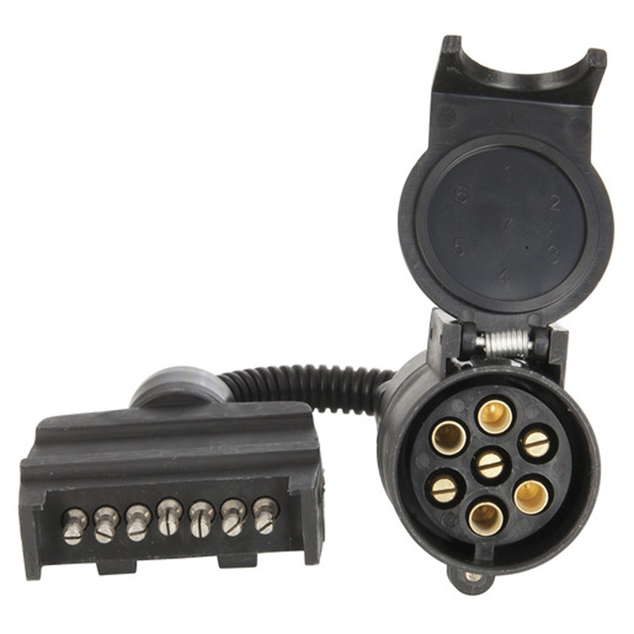 Trailer Adaptor - 7 Pin Flat Plug to 7 Pin Large Round Socket 