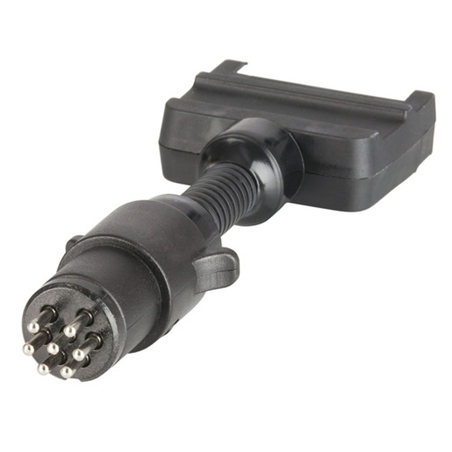 Trailer Adaptor - 7 Pin Flat Plug to 7 Pin Small Round Socket 