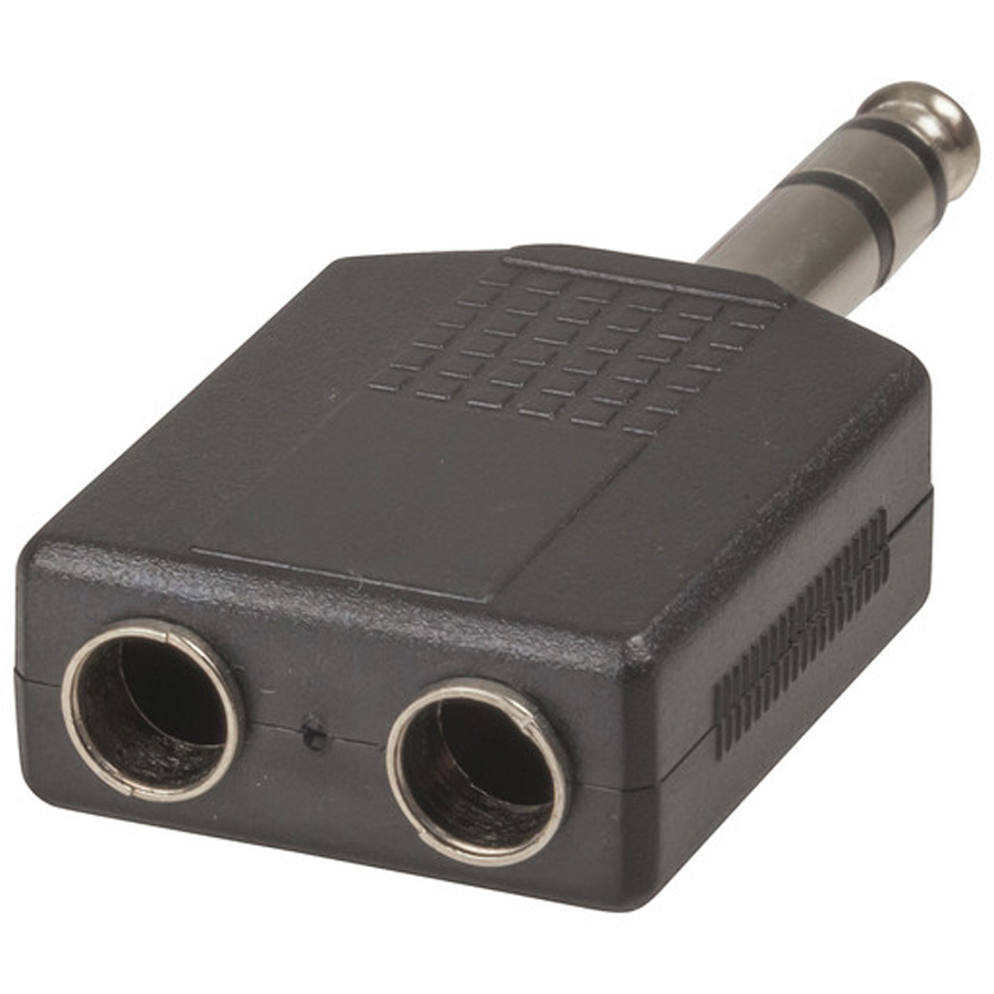 6.5mm Stereo Plug to 2 X 6.5mm Stereo Sockets Adaptor 