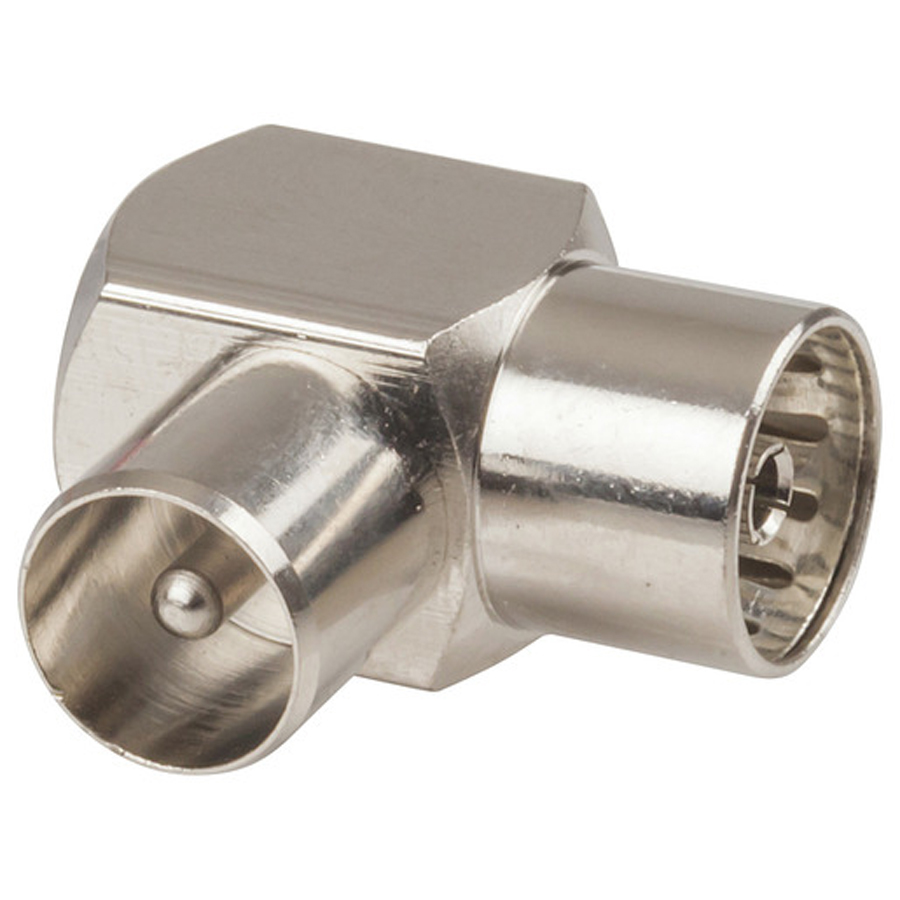 Adaptor 75 ohm Plug to 75 ohm Socket Right Angle 