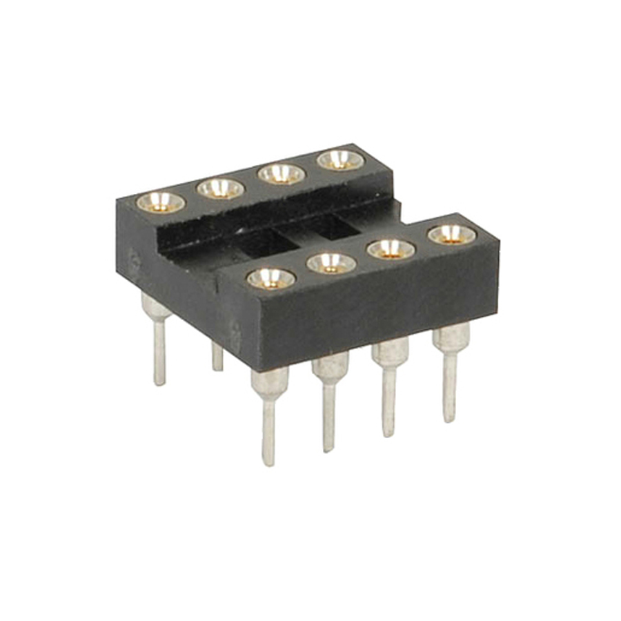 8 Pin Gold Insert Machined Pin IC Socket 