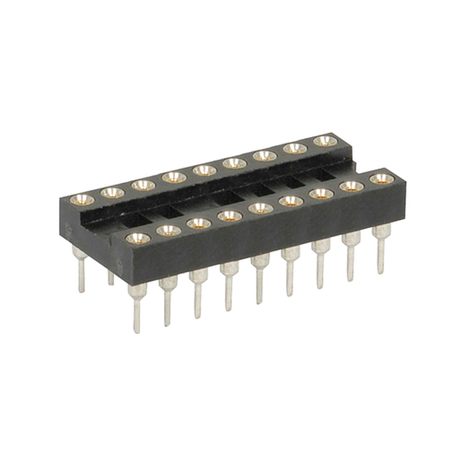 18 Pin Gold Insert Machined Pin IC Socket 