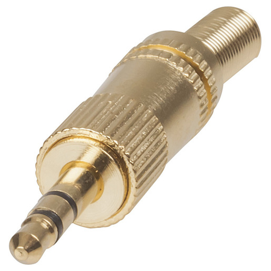 3.5mm Gold Stereo Plug WITH SPRING 