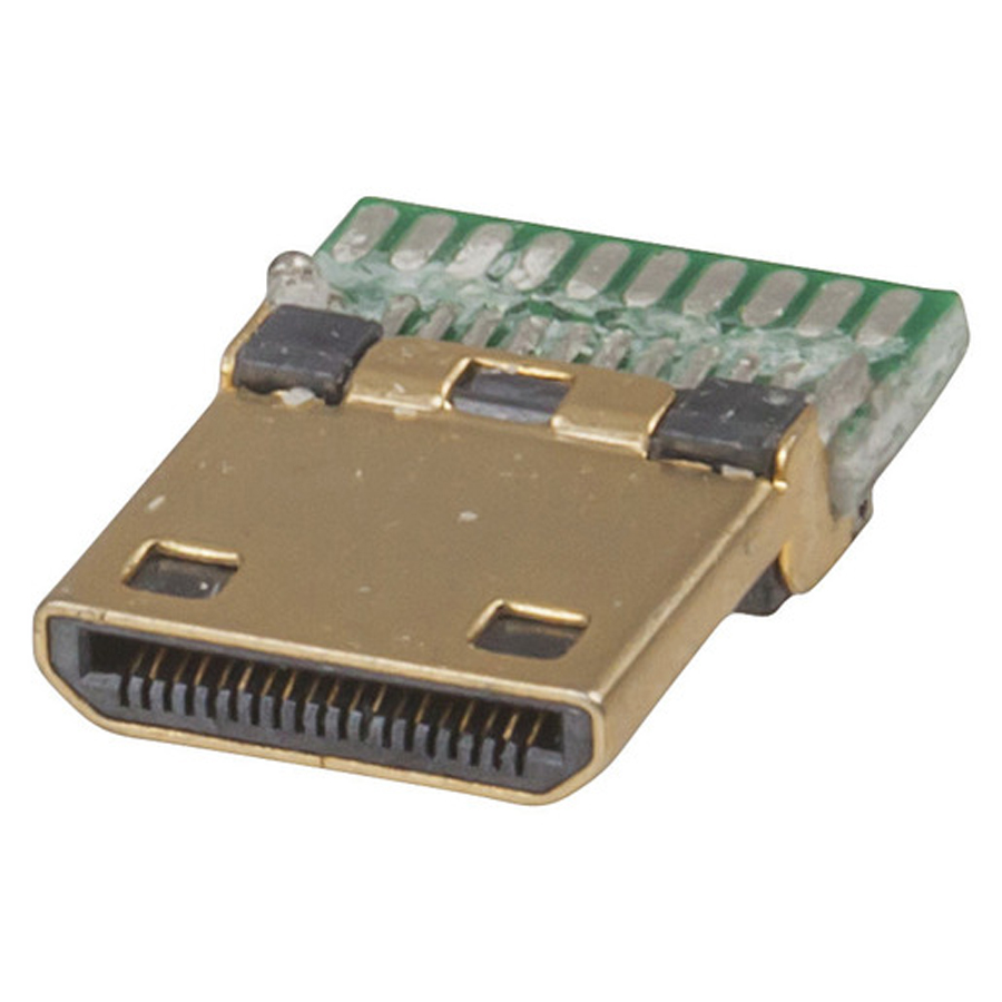 Pre-mounted Mini HDMI Plug with Solder Pads 