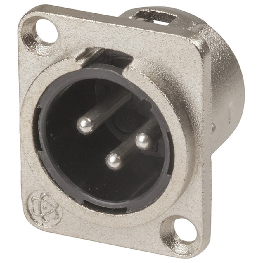 3 Pin Small Size Chassis Male Cannon Type Connector 