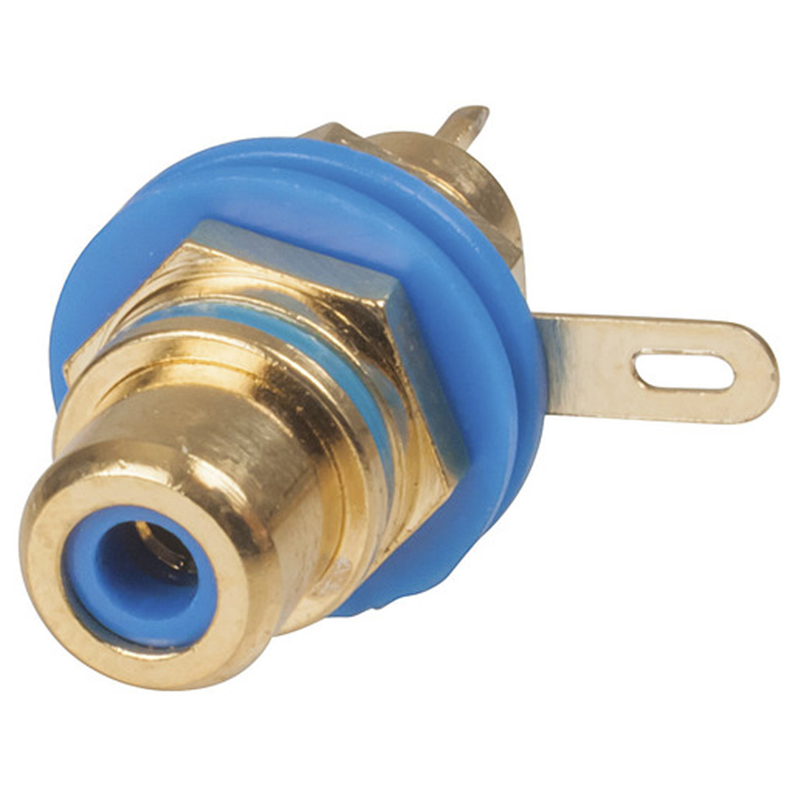 Gold RCA Panel Mount Socket - Blue 