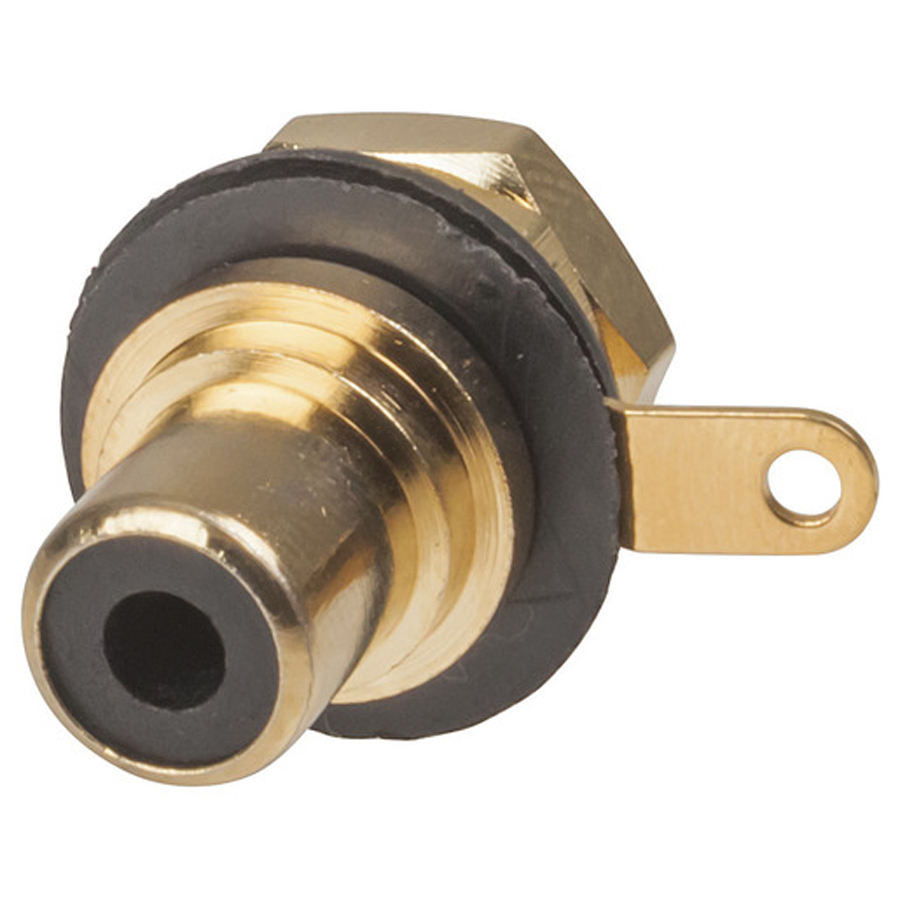 Gold RCA Panel Mount Socket - Black 